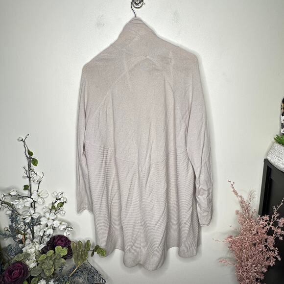 CYNTHIA ROWLEY 100% Cashmere Open Front Cardigan Cream Taupe Sz 3X $225 {LL37} - Picture 3 of 4